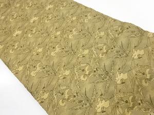 アンティーク　笹に松・桐模様織出し丸帯（材料）